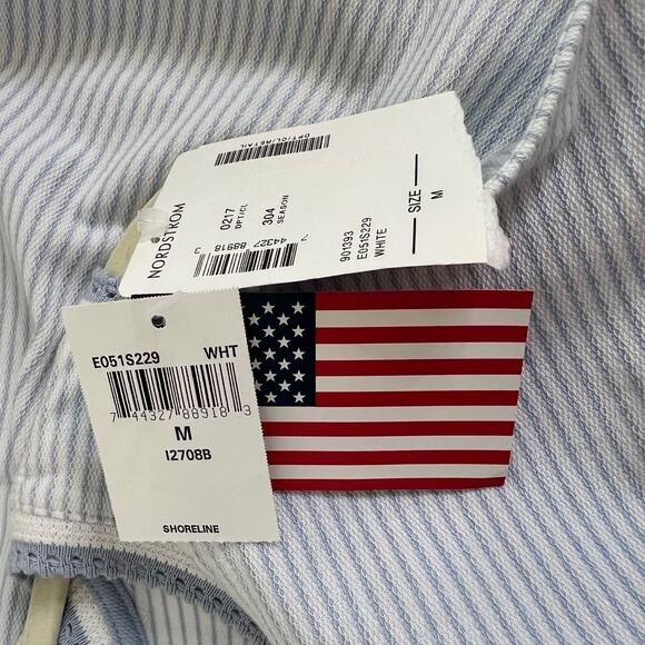 Vintage NOS Karen Neuberger Sleeveless Nightgown M Blue Stripe Made in Hong Kong - Picture 6 of 6